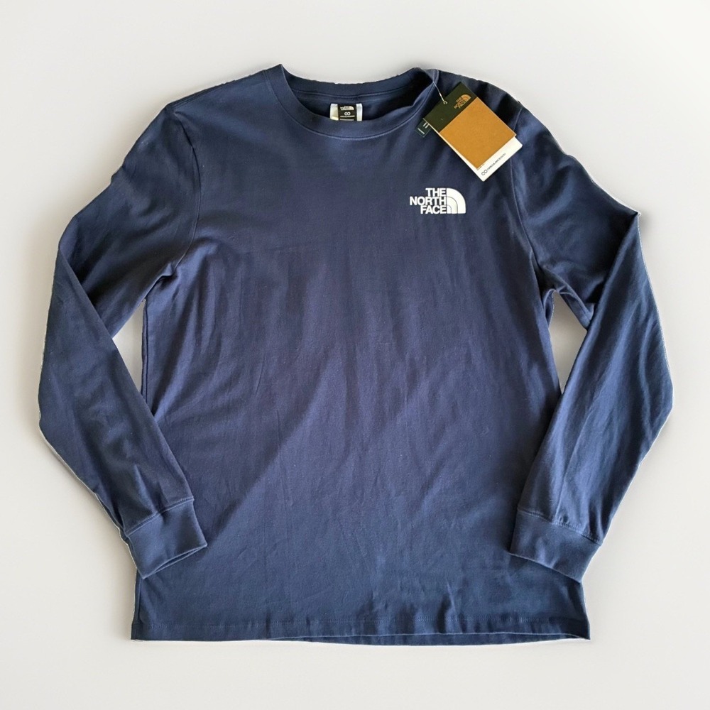 The North Face Shirt Womens Long Sleeve Crewneck Logo Tee Large Navy NWT